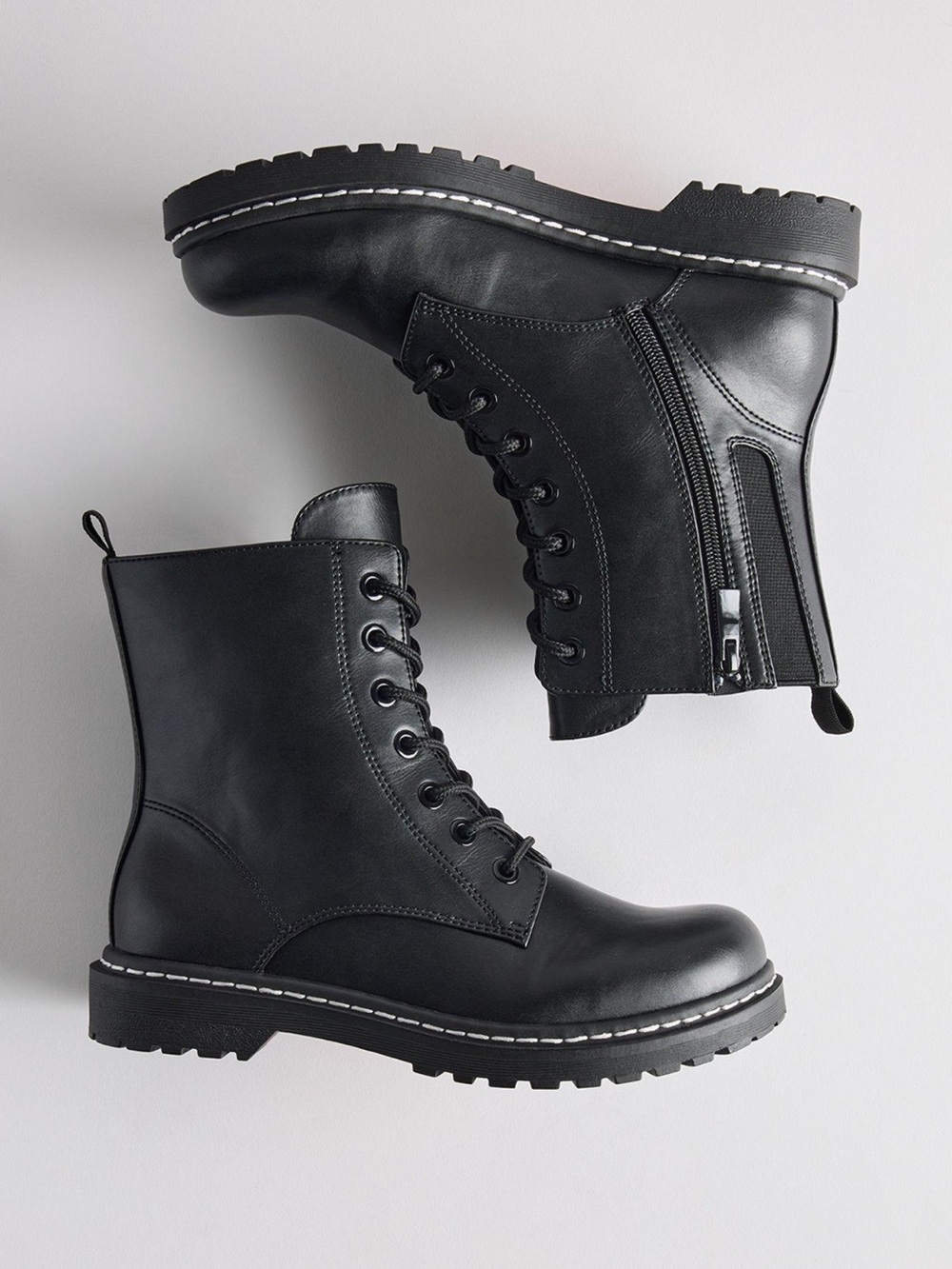 Rainbow Brand Black Lace-Up Combat Boots